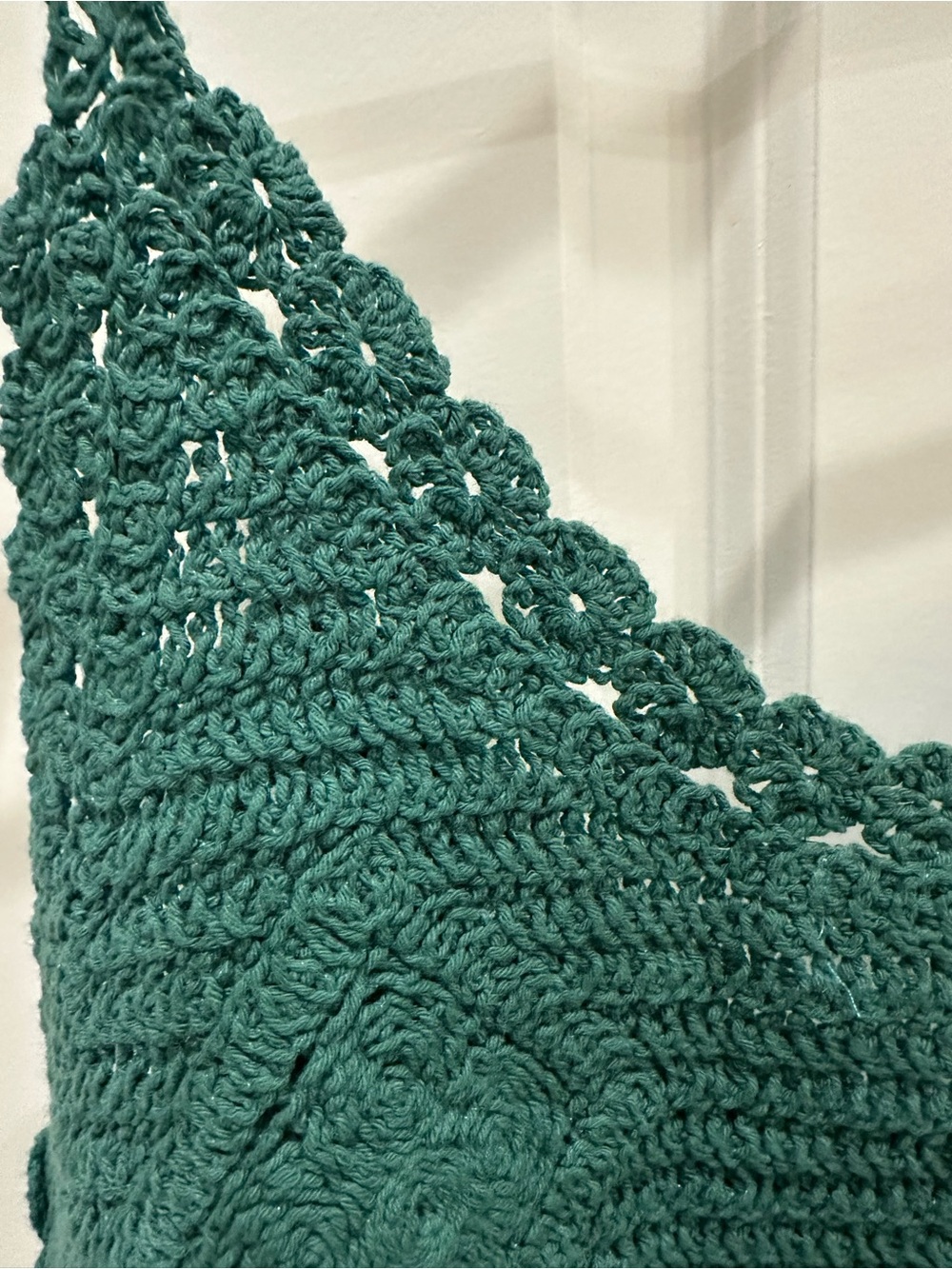 Women's Green Crochet Crop Tank Top - possible swim cover up - Picture 4 of 4